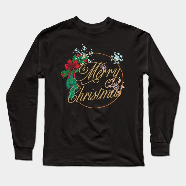 Merry Christmas Cute. Long Sleeve T-Shirt by GrafDot